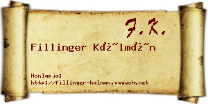 Fillinger Kálmán névjegykártya