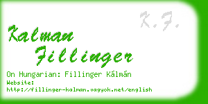 kalman fillinger business card